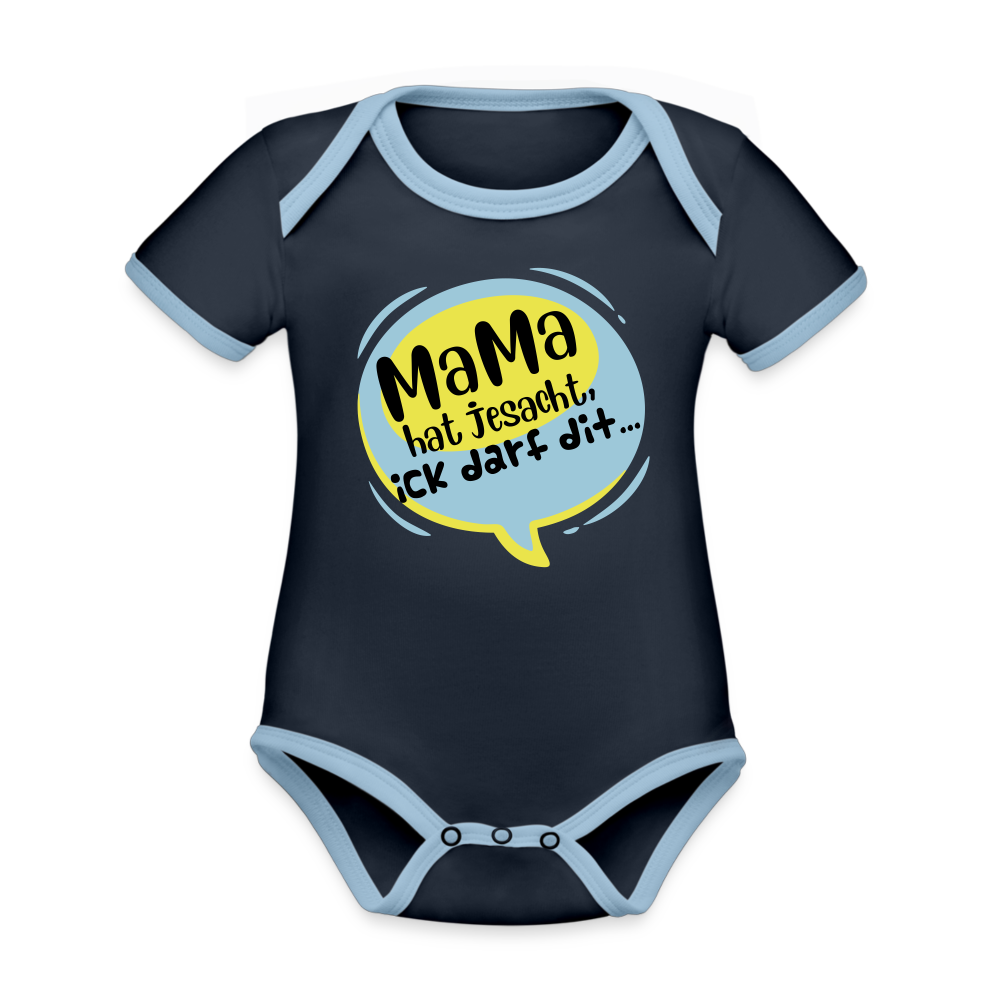 Mama hat jesacht - Baby Bio-Kurzarm-Kontrastbody - Navy/Himmelblau