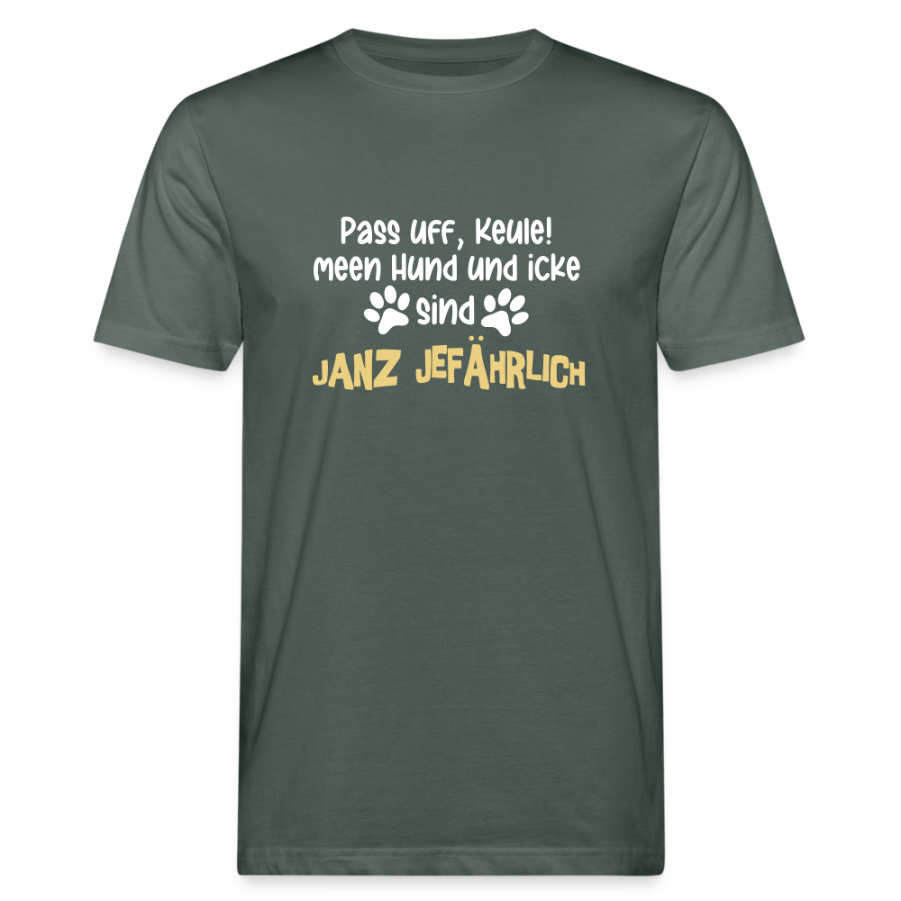 Janz Jefährlich - Männer Bio T-Shirt - Graugrün