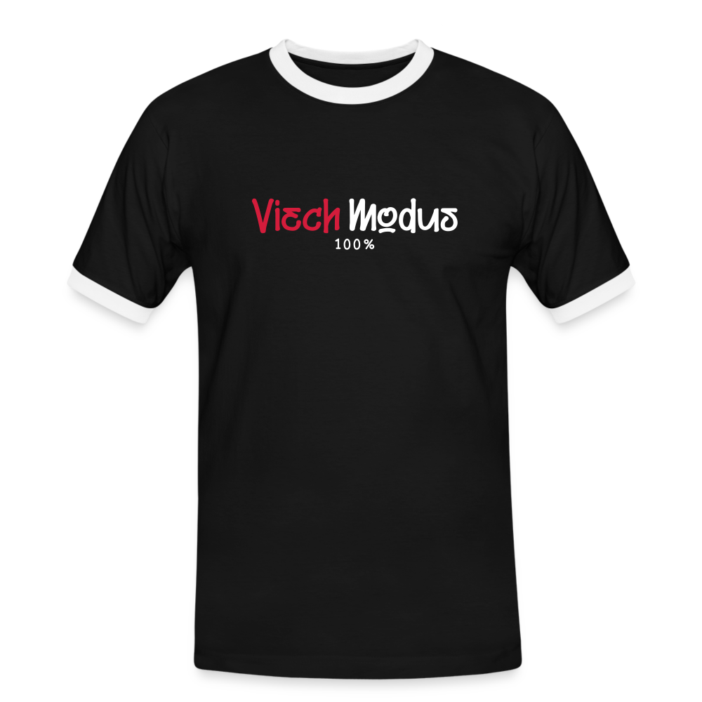 Viech Modus 100% - Männer Ringer T-Shirt - Schwarz/Weiß