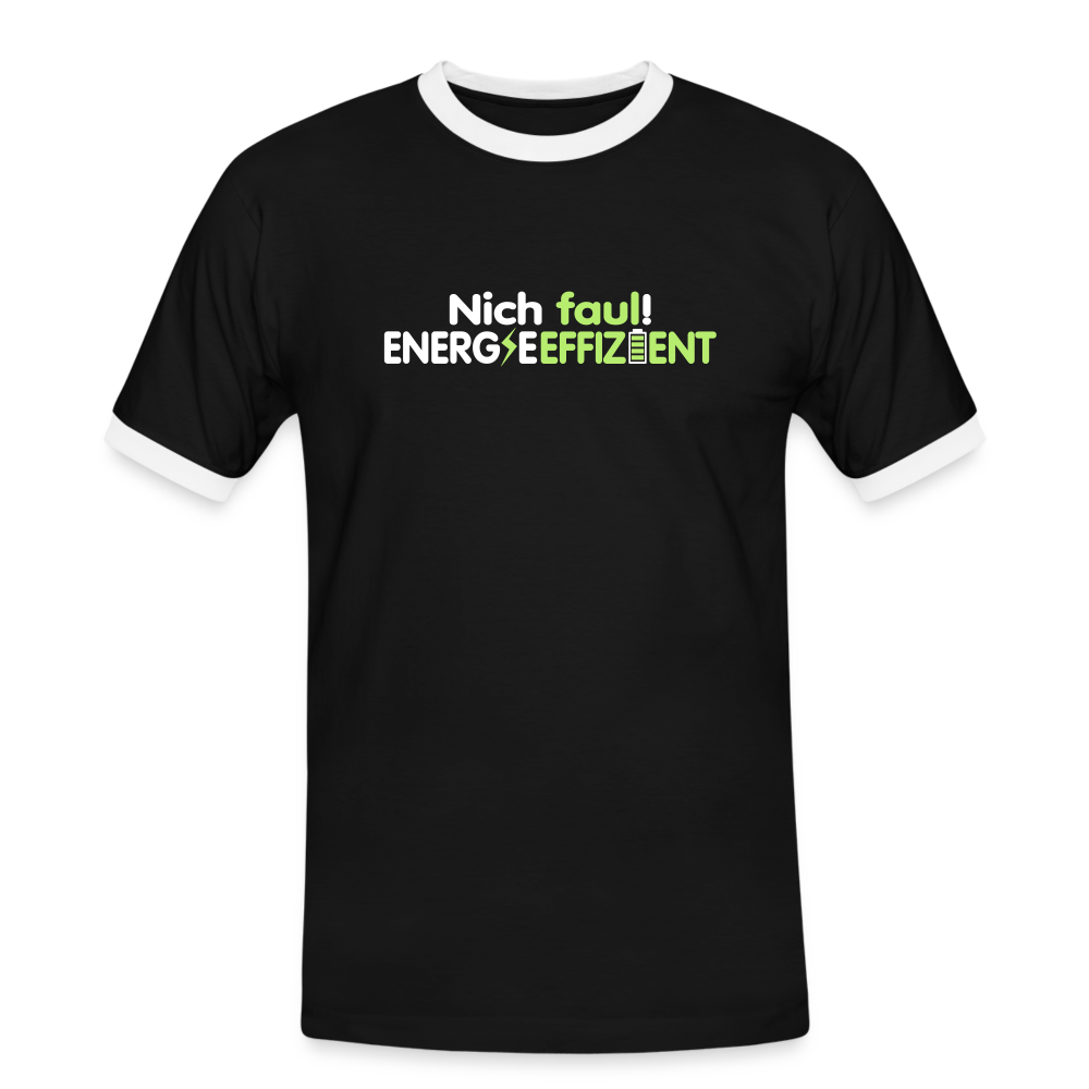 Nich faul! Energieeffizient! - Männer Ringer T-Shirt - Schwarz/Weiß