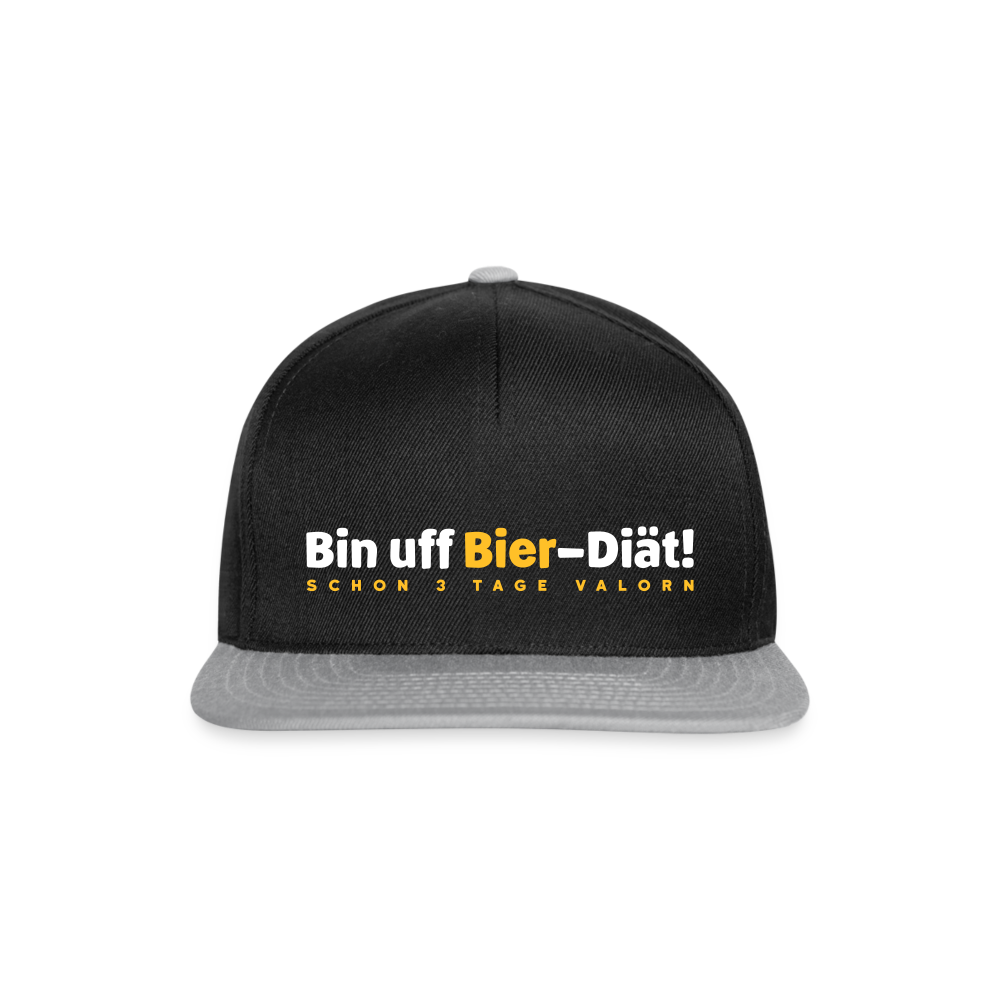 Bin uff Bier-Diät! (schon 3 Tage valorn) - Snapback Cap - Schwarz/Grau