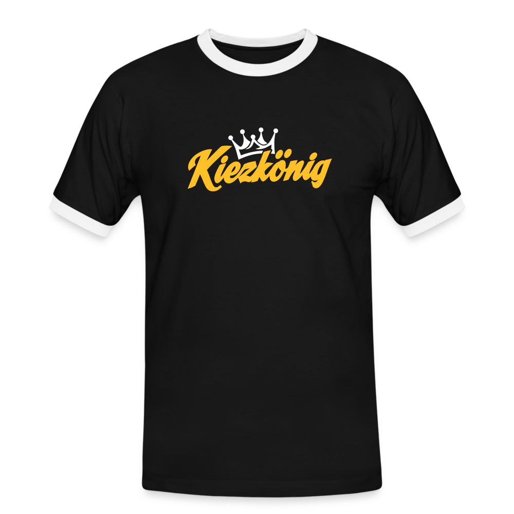 Kiezkönig - Männer Ringer T-Shirt - Schwarz/Weiß