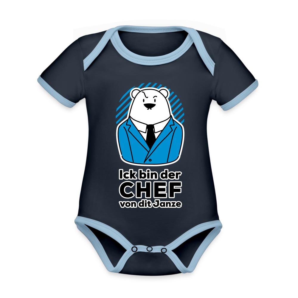 Chef - Baby Bio-Kurzarm-Kontrastbody - Navy/Himmelblau