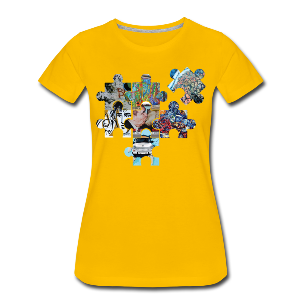 Berliner Mauer Puzzle - Frauen Premium T-Shirt - Sonnengelb