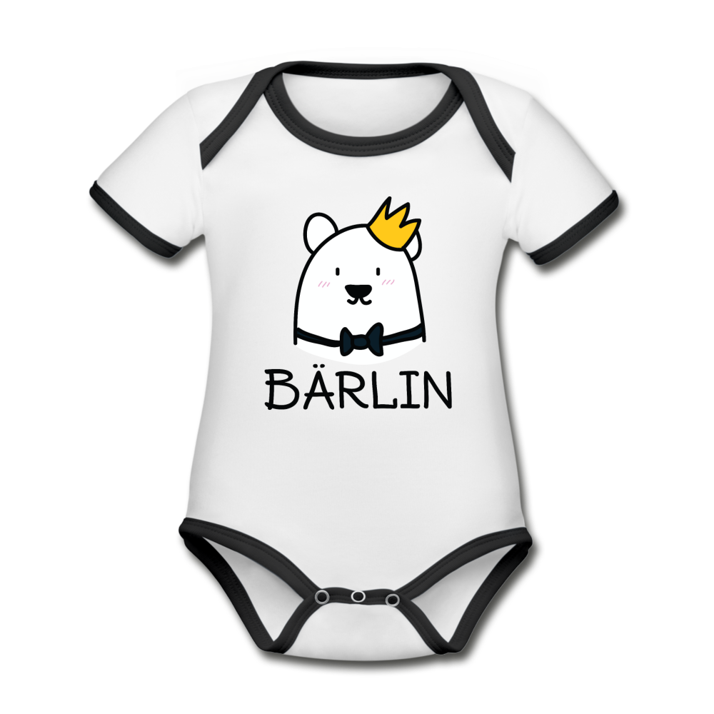 Bärlin - Baby Bio-Kurzarm-Kontrastbody - Weiß/Schwarz