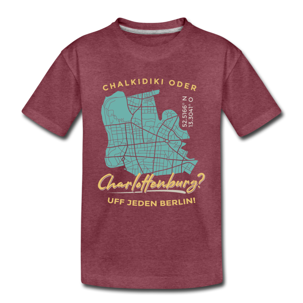 Chalkidiki oder Charlottenburg - Kinder Premium T-Shirt - Bordeauxrot meliert