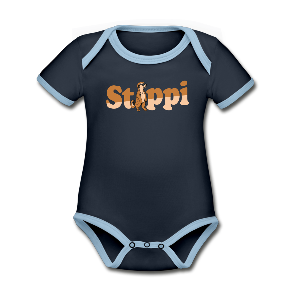 Stippi - Baby Bio-Kurzarm-Kontrastbody - navy/sky