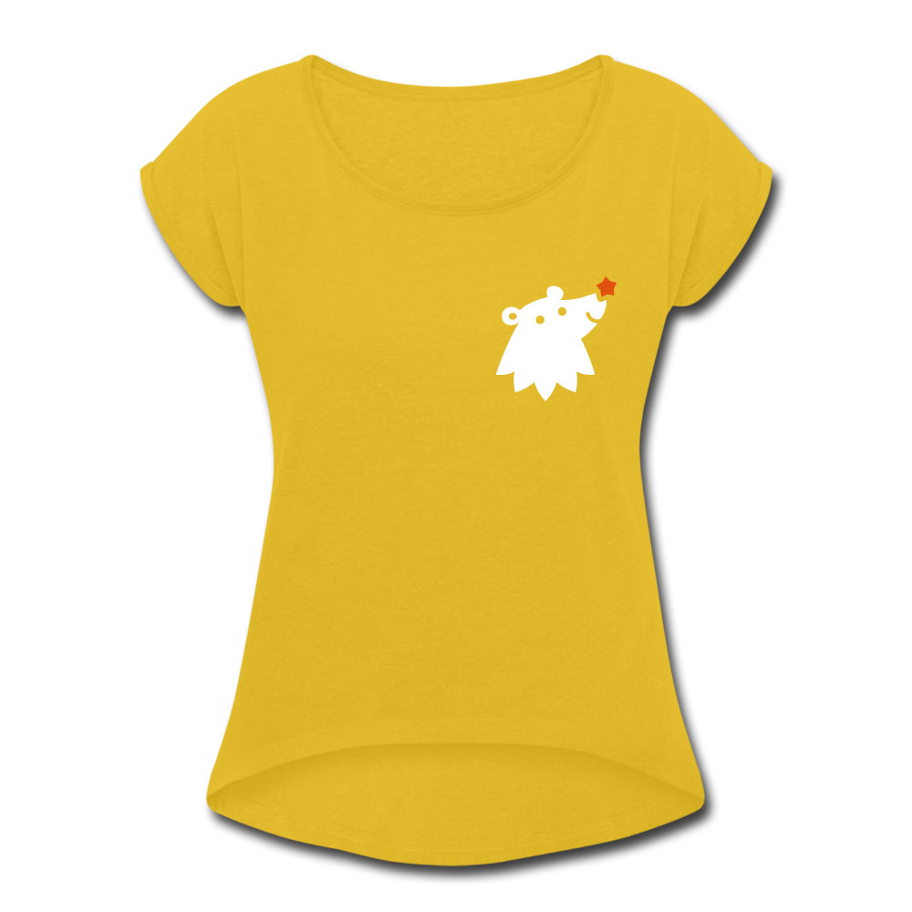 Schnauze Bär - Frauen T-Shirt mit gerollten Ärmeln - Senfgelb
