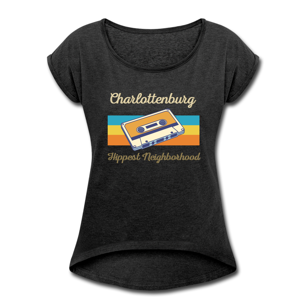 Charlottenburg Hippest Neighborhood - Frauen T-Shirt mit gerollten Ärmeln - heather black