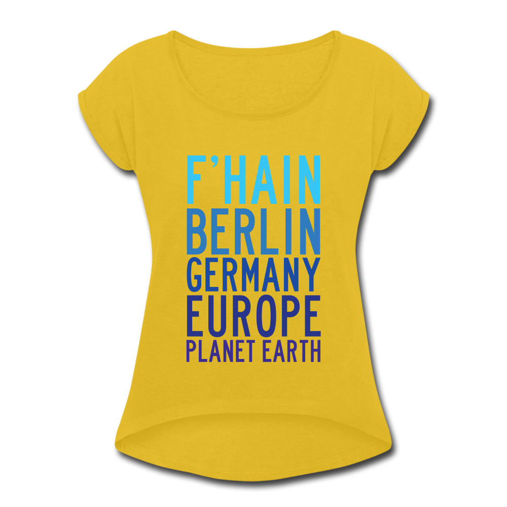 F'hain - Planet Earth - Frauen T-Shirt mit gerollten Ärmeln - mustard yellow