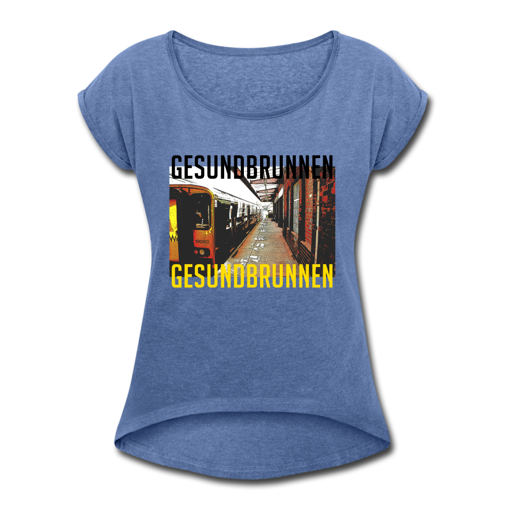Gesundbrunnen Metro - Frauen T-Shirt mit gerollten Ärmeln - heather denim