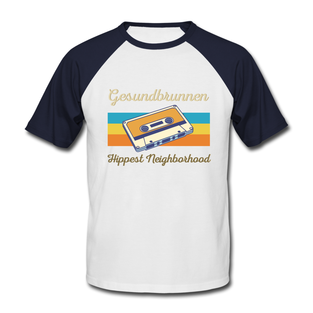 Gesundbrunnen Hippest Neighborhood - Männer Baseball T-Shirt - white/navy