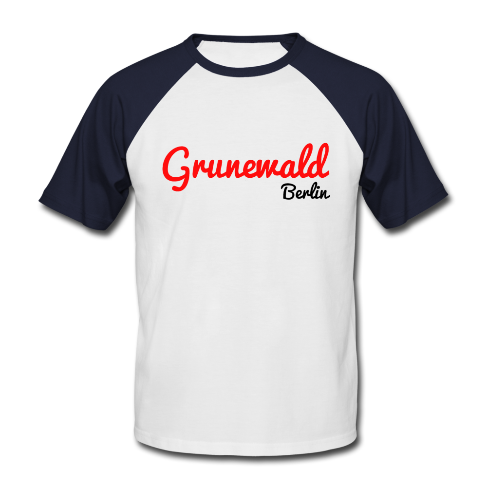 Grunewald Berlin - Männer Baseball T-Shirt - white/navy