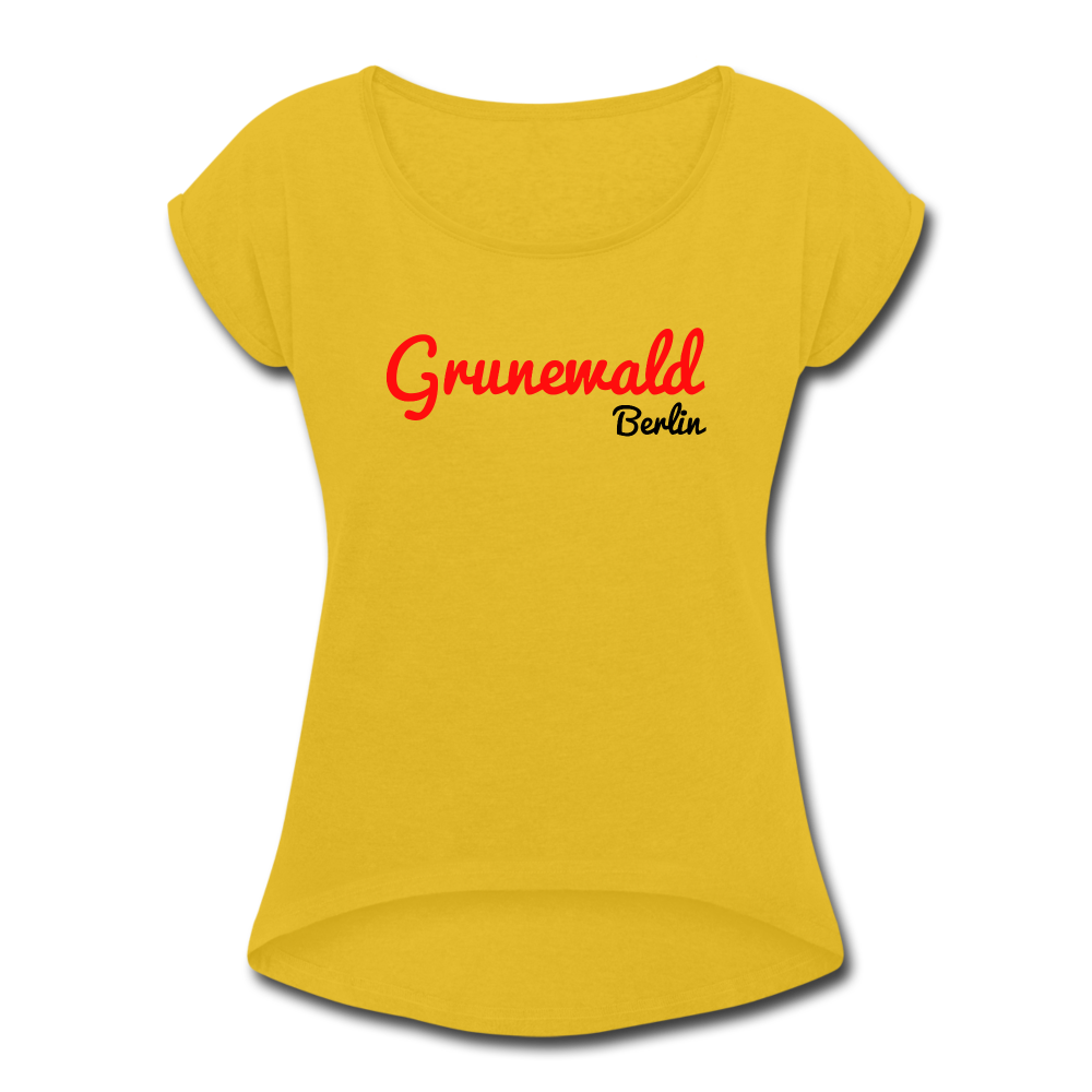 Grunewald Berlin - Frauen T-Shirt mit gerollten Ärmeln - mustard yellow