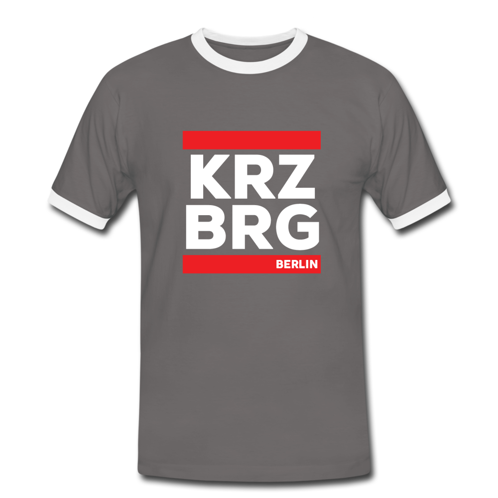 KRZBRG - Männer Ringer T-Shirt - dark grey/white