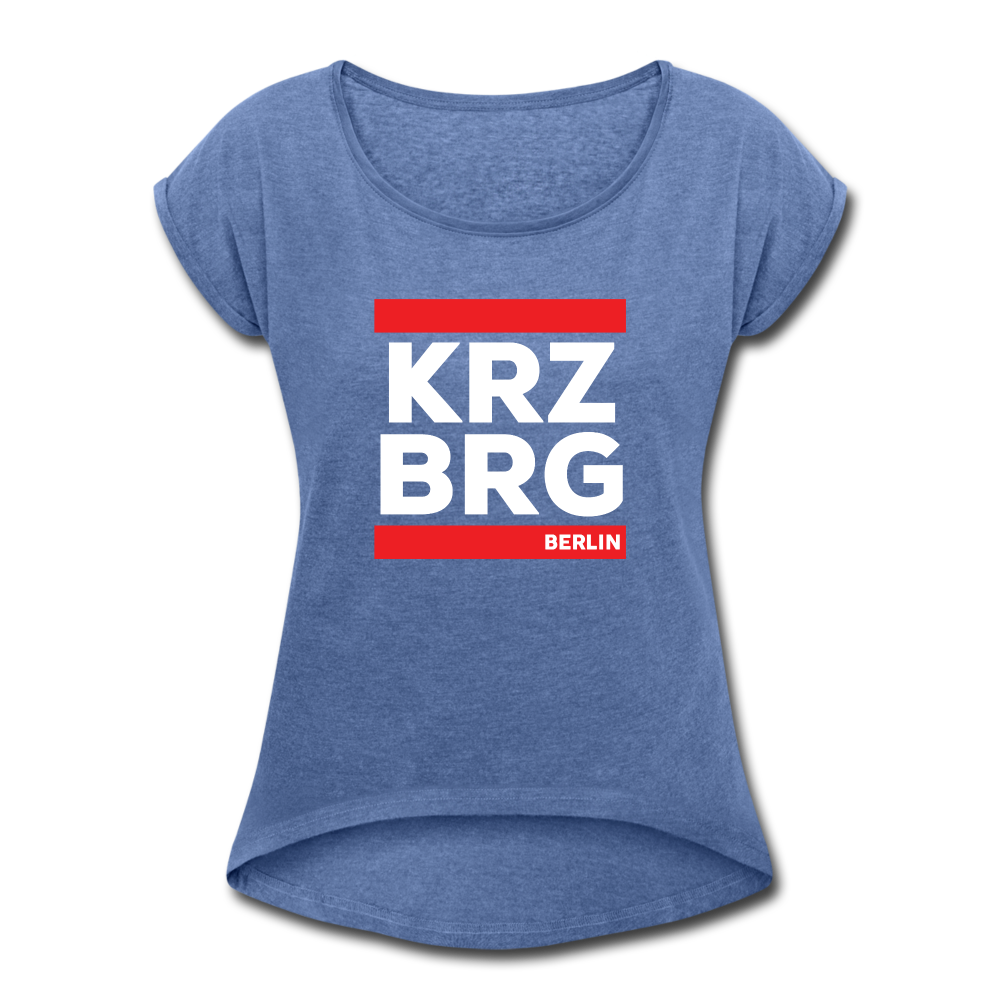 KRZBRG - Frauen T-Shirt mit gerollten Ärmeln - heather denim
