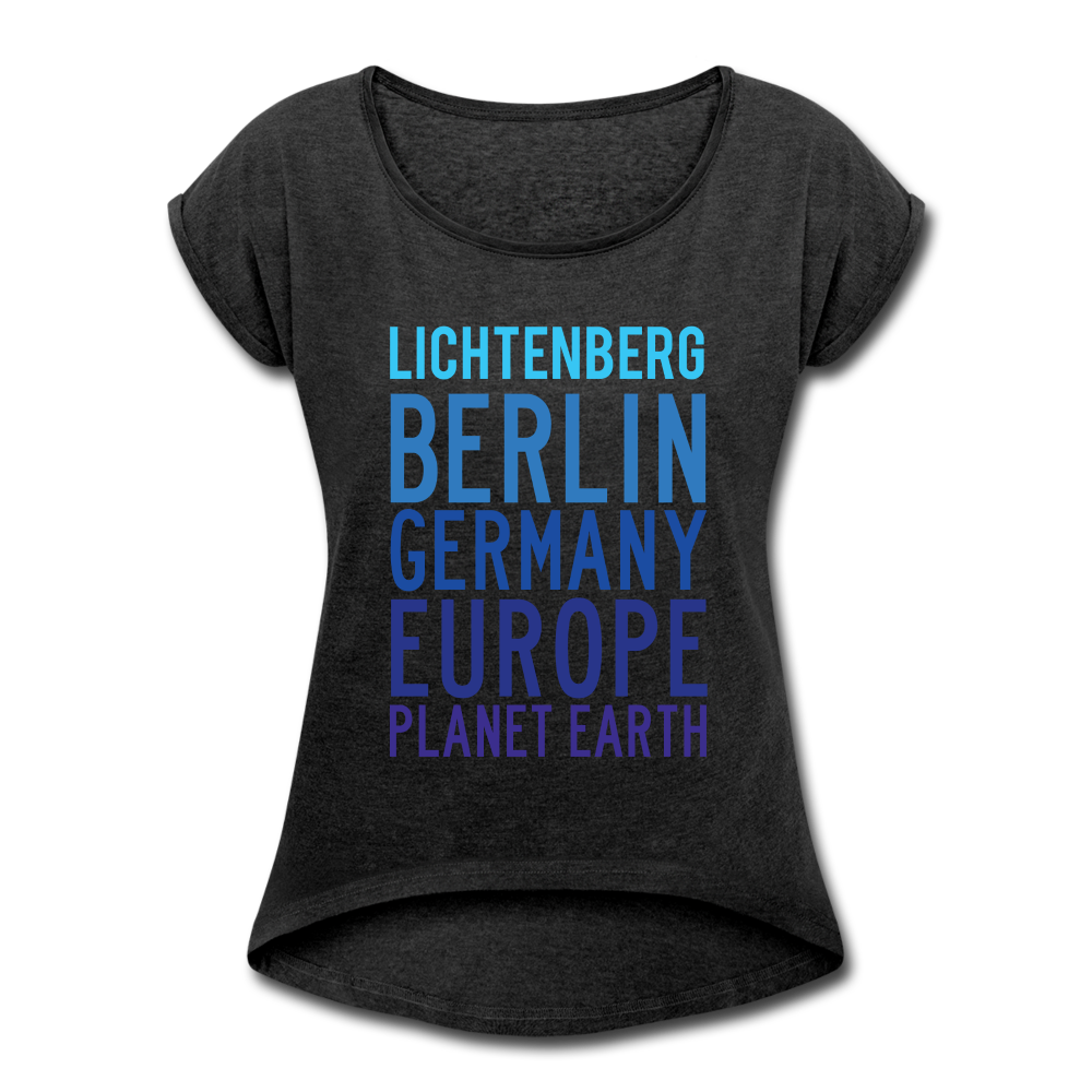 Lichtenberg Planet Earth - Frauen T-Shirt mit gerollten Ärmeln - heather black