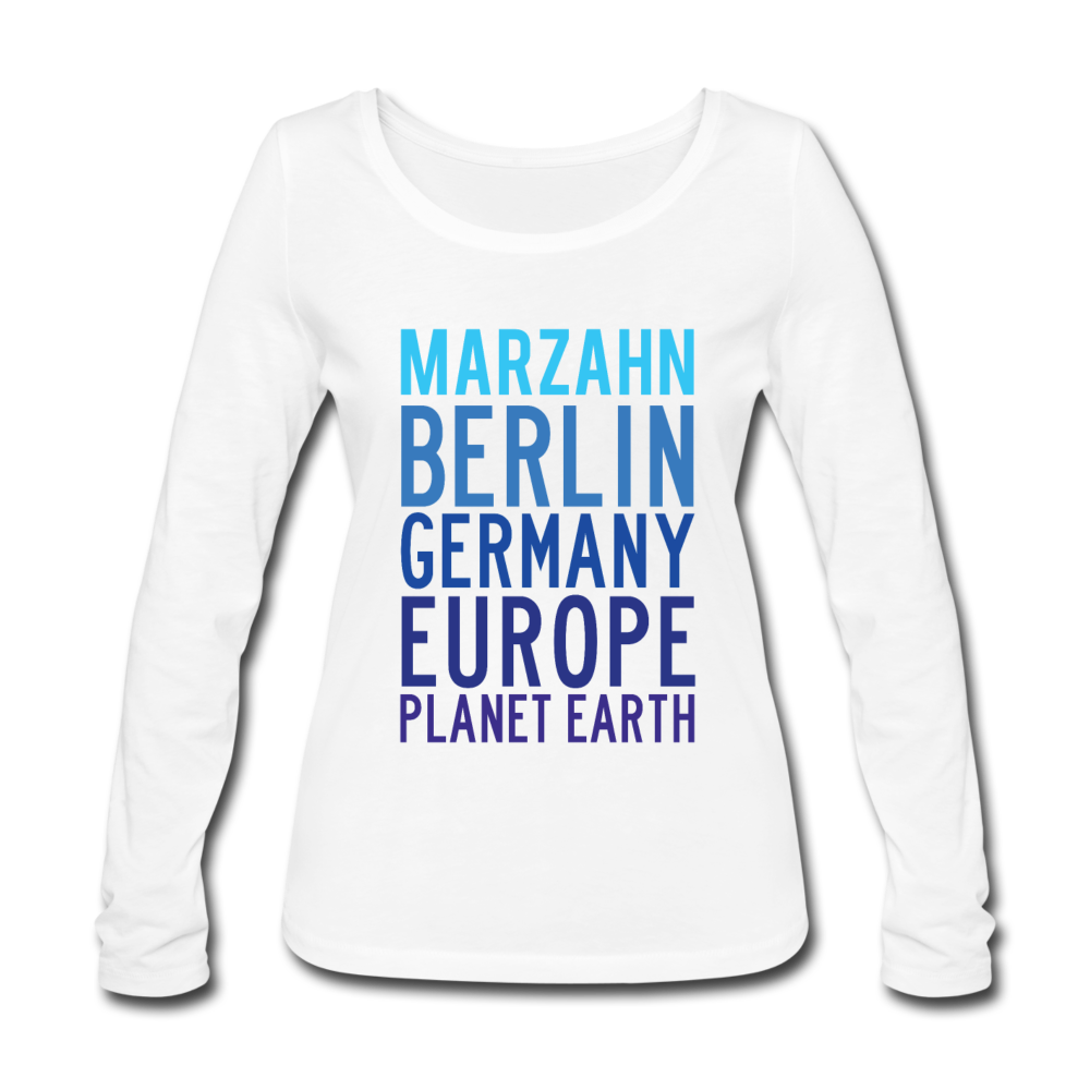Marzahn Planet Earth - Frauen Bio Langarmshirt - white