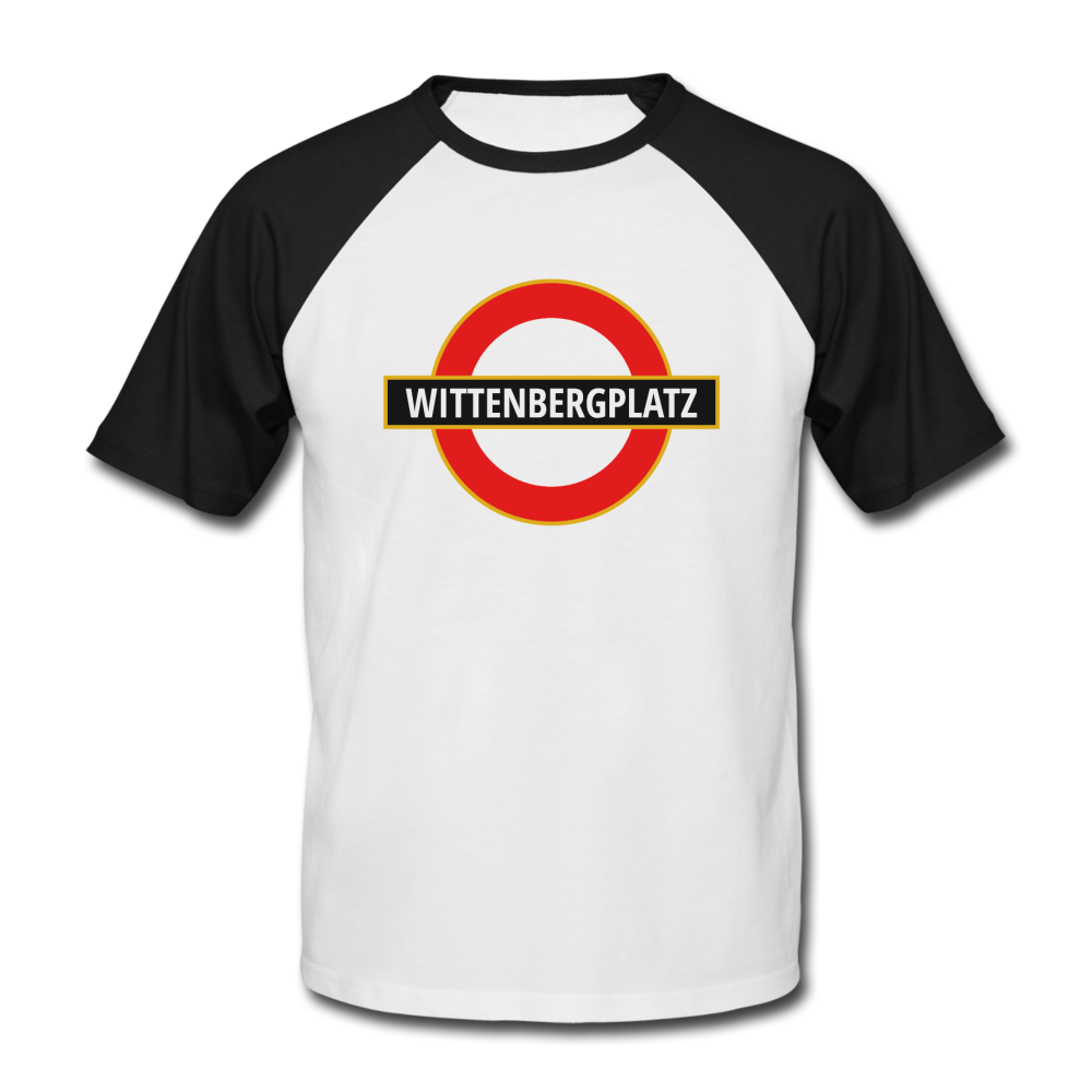 Wittenbergplatz - Männer Baseball T-Shirt - white/black