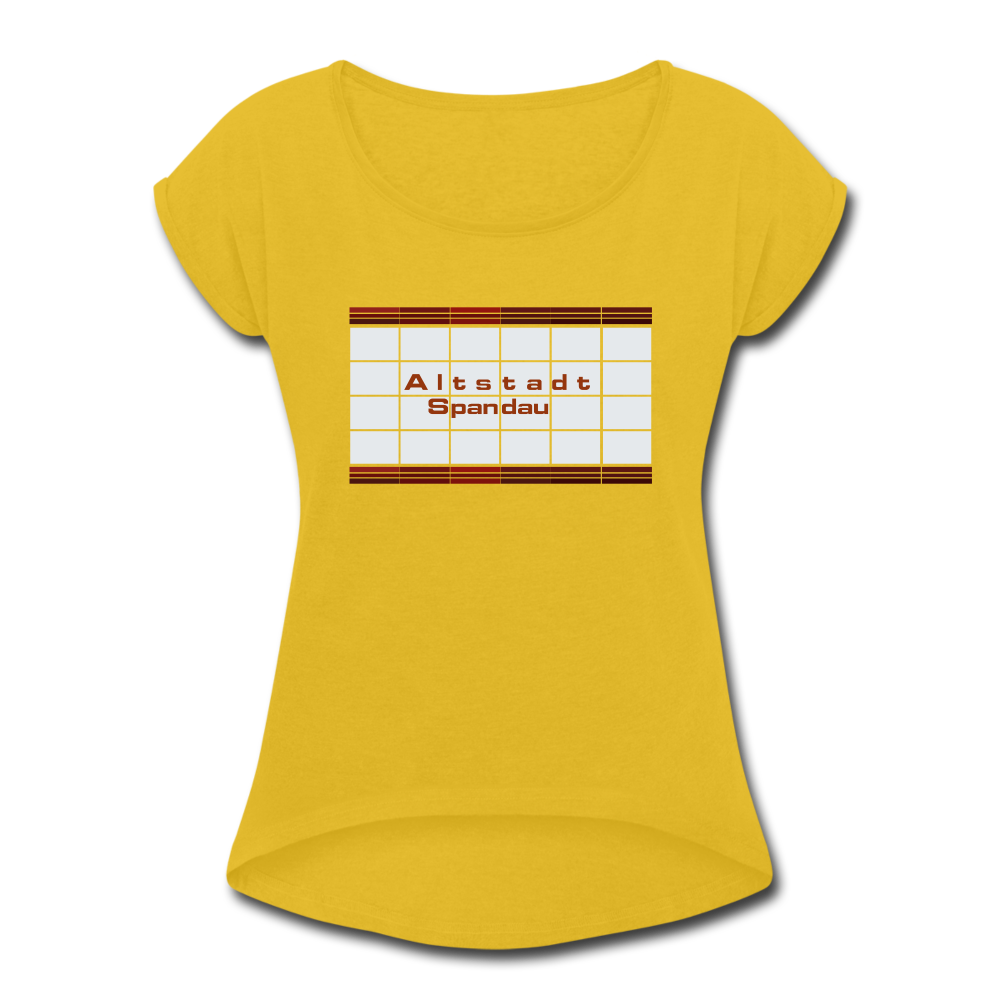 Altstadt Spandau - Frauen T-Shirt mit gerollten Ärmeln - mustard yellow