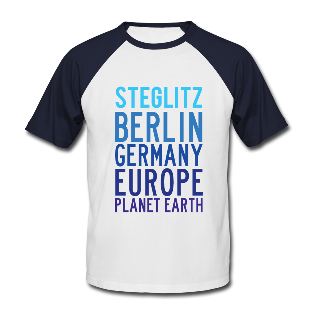 Steglitz Planet Earth - Männer Baseball T-Shirt - white/navy
