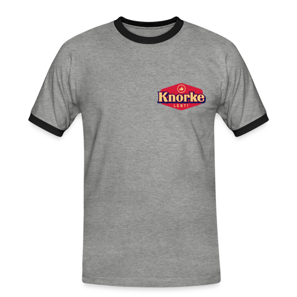 KNORKE lebt! - Männer Ringer T-Shirt - heather grey/black