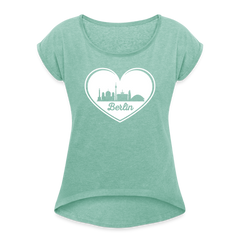 I love Berlin weiß - Frauen T-Shirt mit gerollten Ärmeln
