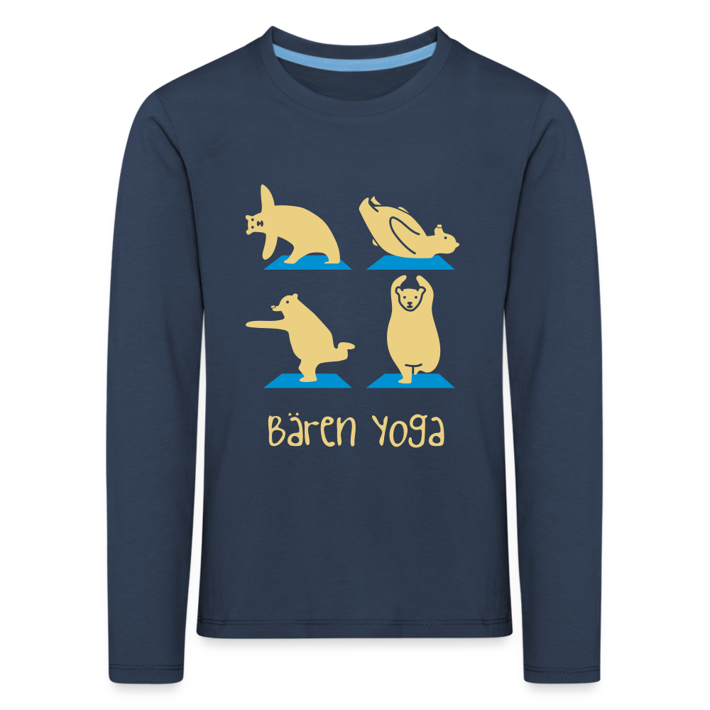 Bären Yoga - Kinder Langarmshirt - navy