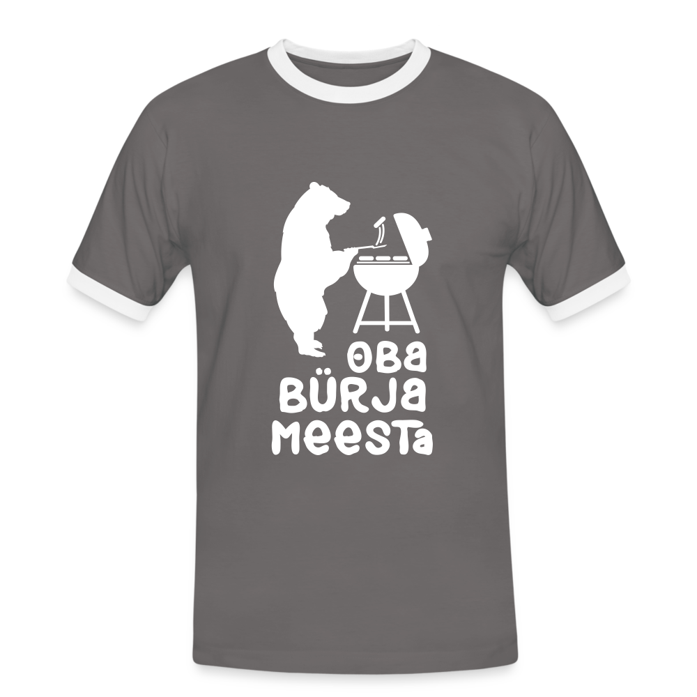 Bürjameesta - Männer Ringer T-Shirt - dark grey/white