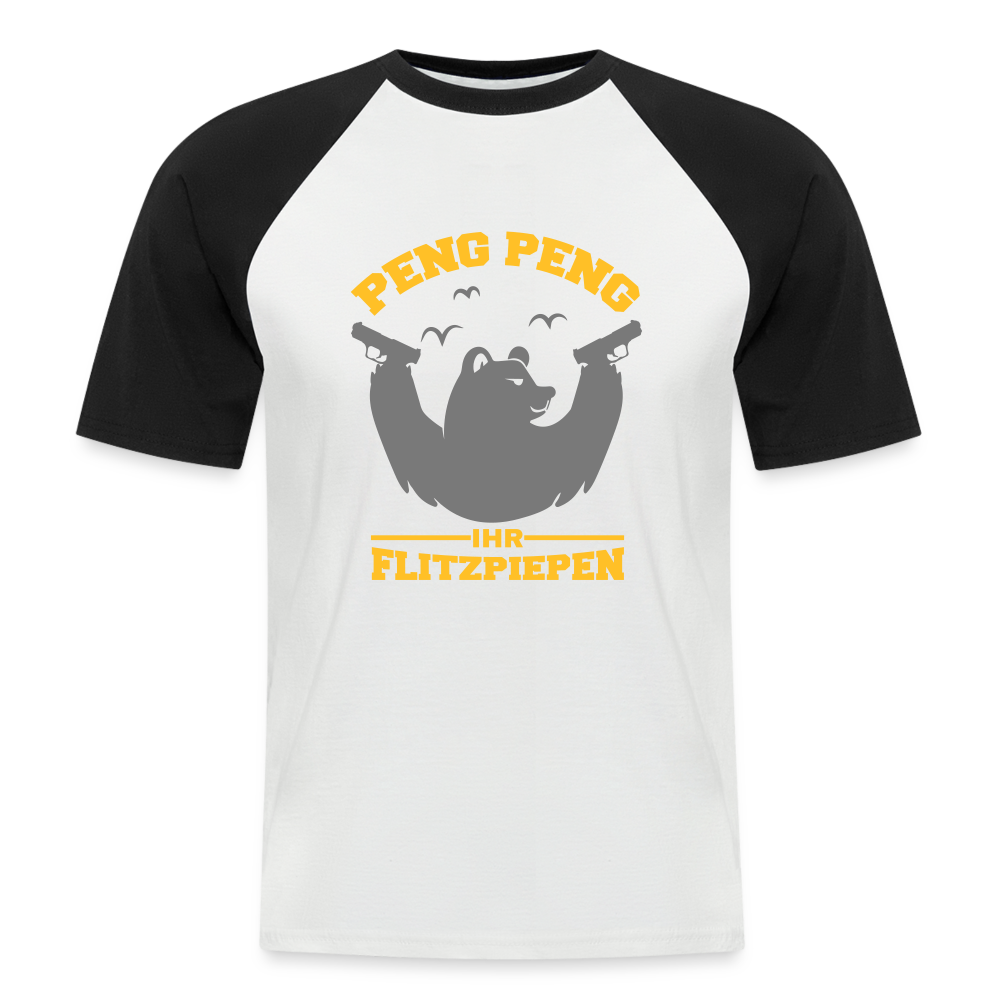 Peng Peng - Männer Baseball T-Shirt - white/black