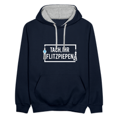 Tach ihr Flitzpiepen - weiß - Kontrast Hoodie