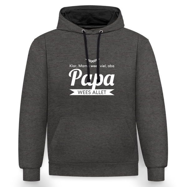 Opa wees allet - Kontrast Hoodie - Anthrazit/Schwarz