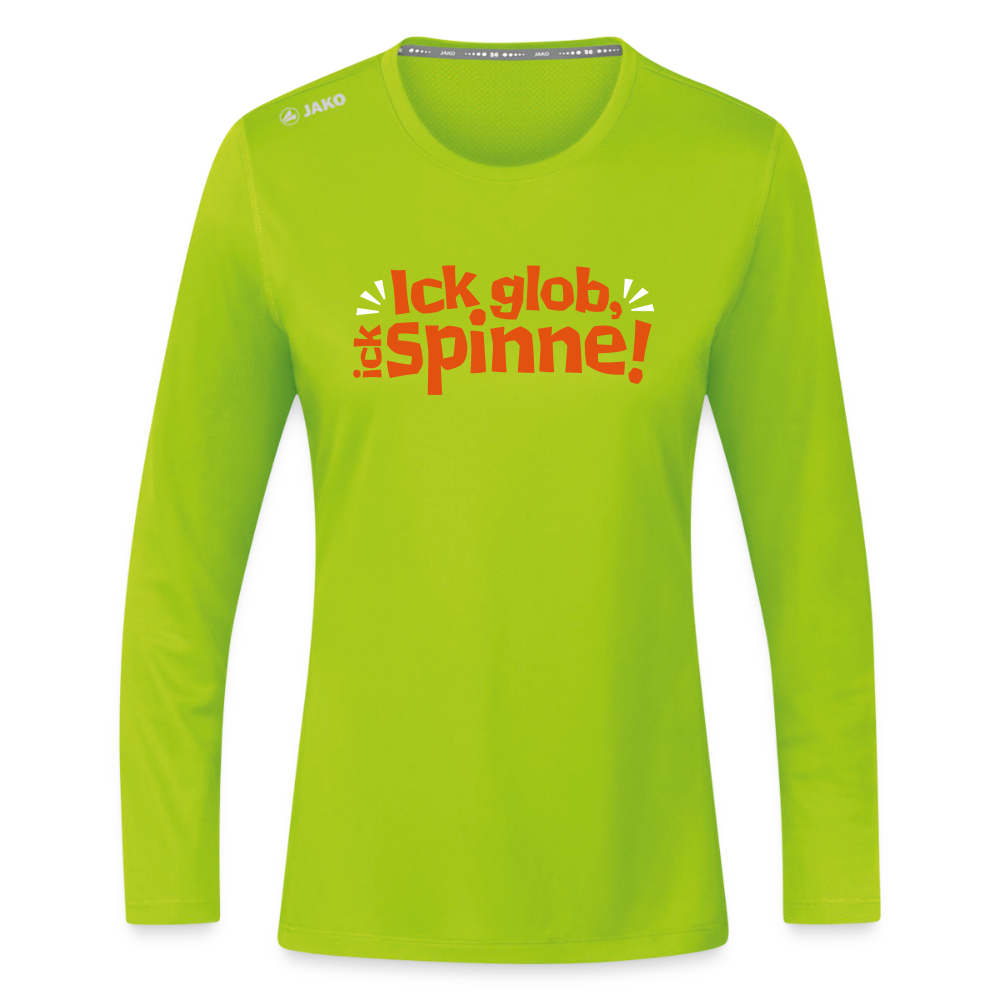 Ick glob, ick spinne! - Frauen Sport Langarmshirt - Neongrün