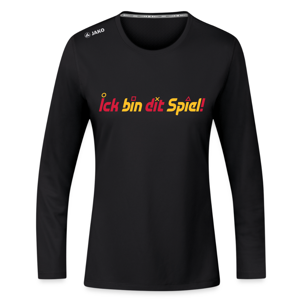 Ick bin dit Spiel! - Frauen Sport Langarmshirt - Schwarz