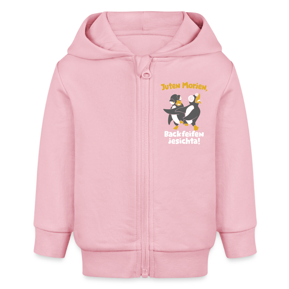 Juten Morjen, Backfeifenjesichta! - Baby Bio Zip Hoodie - Hellrosa