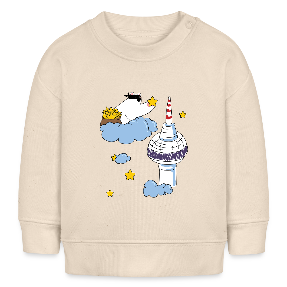 Berliner Bär bei Nacht - Baby Bio Pullover - Weißgrau