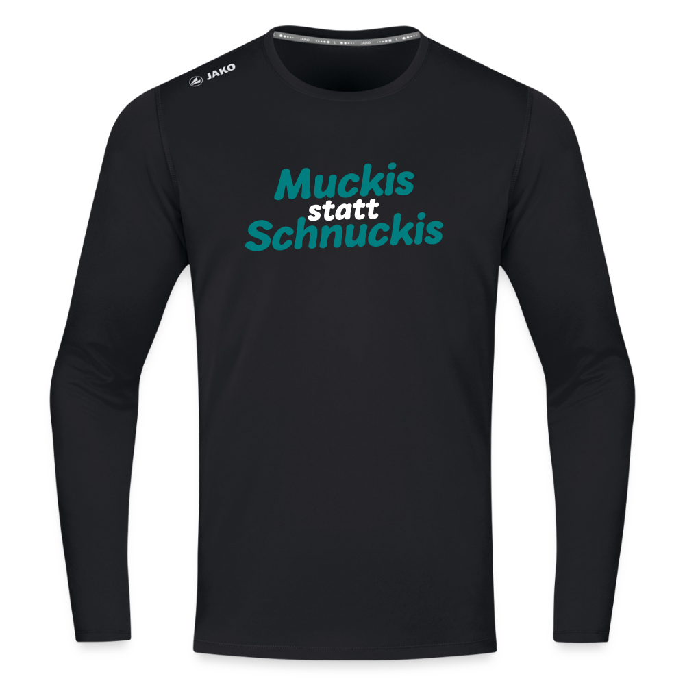 Muckis statt Schnuckis - Männer Sport Langamshirt - Schwarz