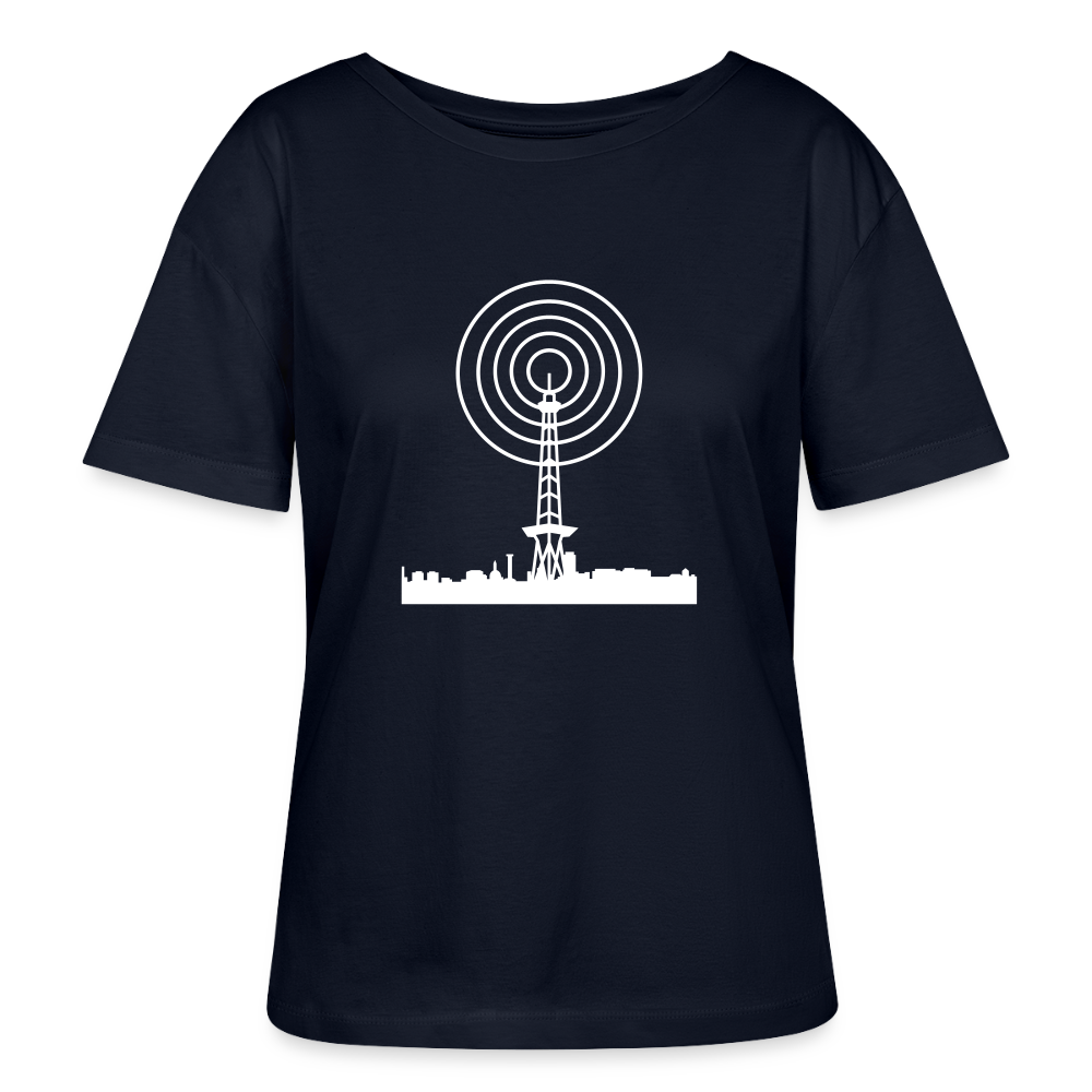 Funkturm im Fokus - Relaxed Rundhals Frauen Bio-T-Shirt - Navy