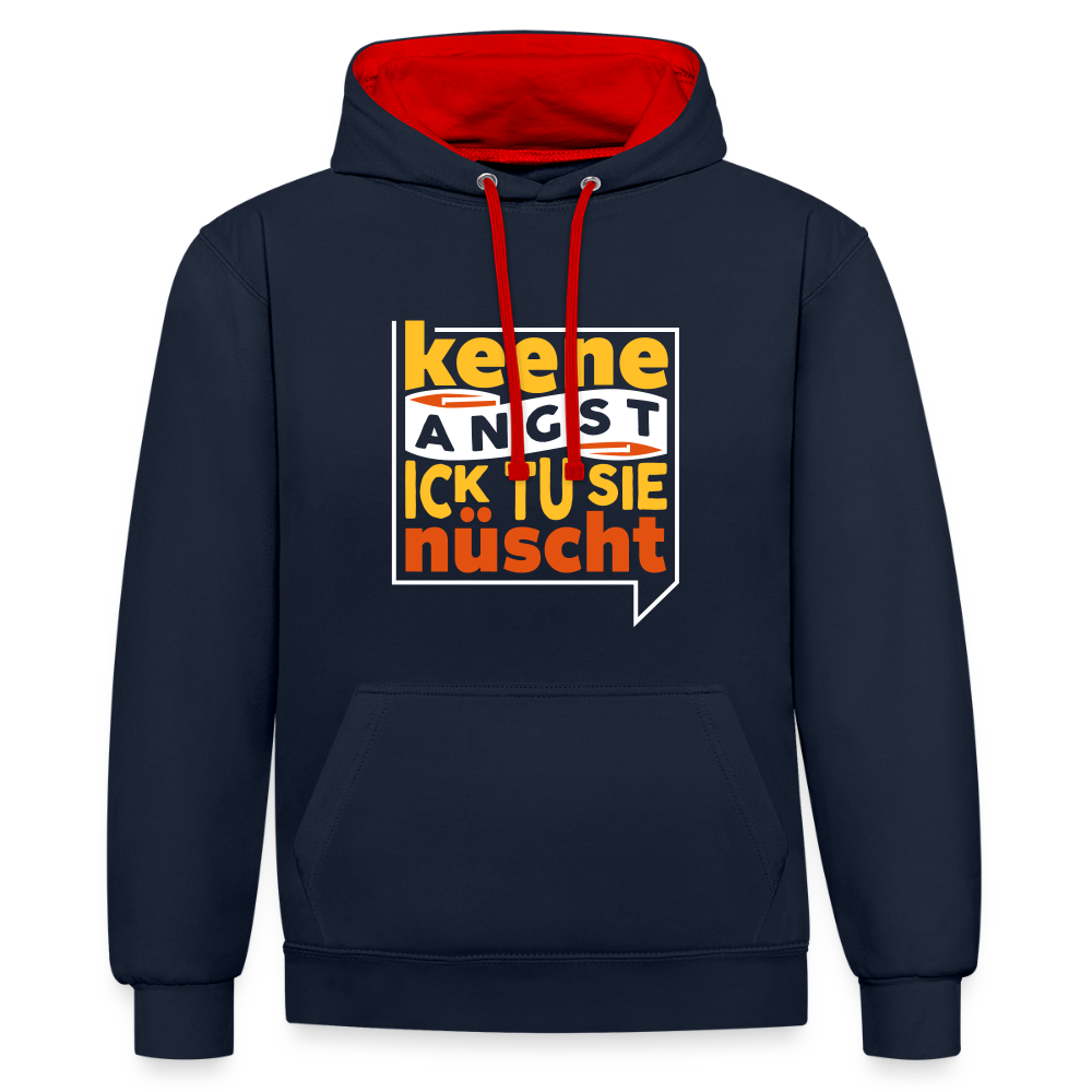 Keene Angst Ick Tu Sie Nüscht - Kontrast Hoodie - Navy/Rot