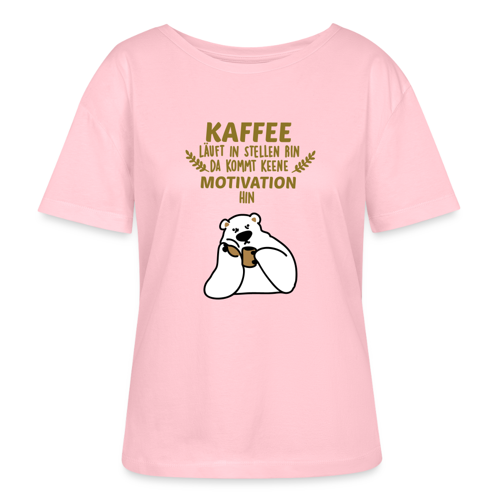 Kaffee motiviert - Relaxed Rundhals Frauen Bio-T-Shirt - Hellrosa