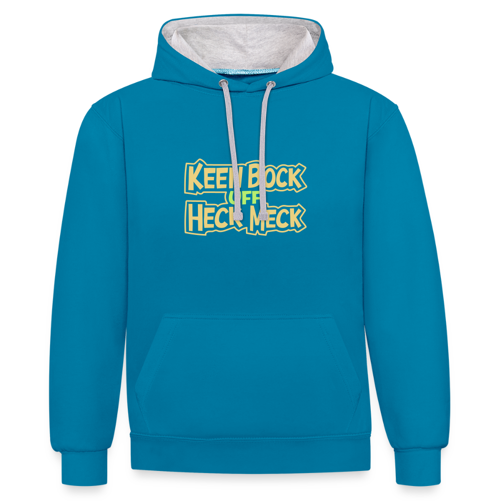 Keen Bock uff Heck Meck - Kontrast Hoodie - Pfauenblau/Grau meliert