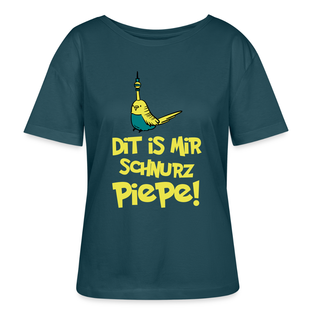 Schnurz Piepe mit Piep - Relaxed Rundhals Frauen Bio-T-Shirt - Dunkles Petrol