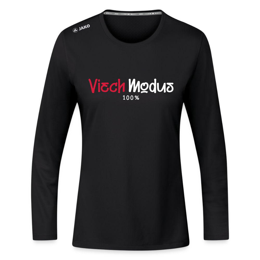 Viech Modus 100% - Frauen Sport Langarmshirt - Schwarz