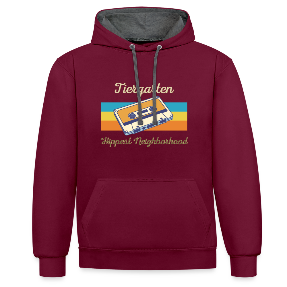 Tiergarten Hippest Neighborhood - Kontrast Hoodie - Weinrot/Anthrazit