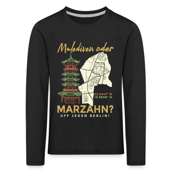 Malediven oder Marzahn - Kinder Langarmshirt - Schwarz