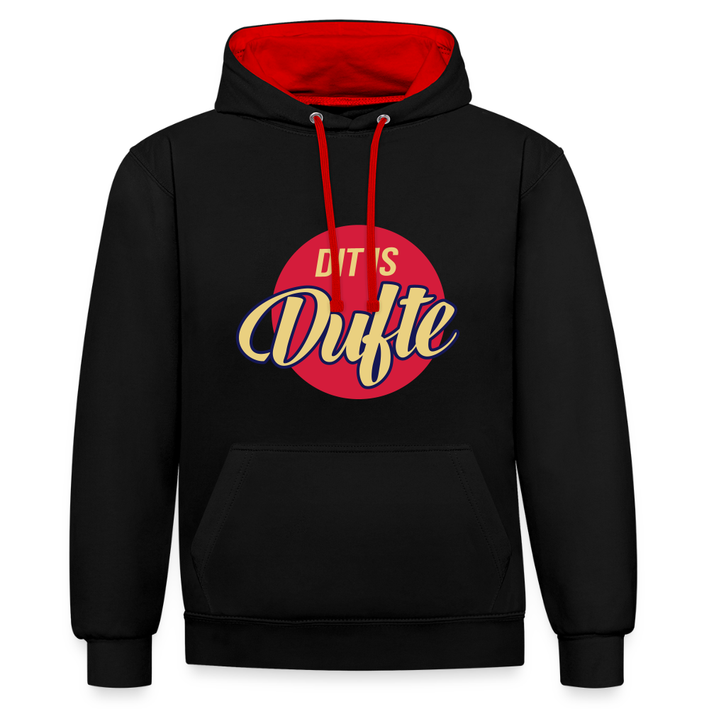 Dit Is Dufte - Kontrast Hoodie - Schwarz/Rot