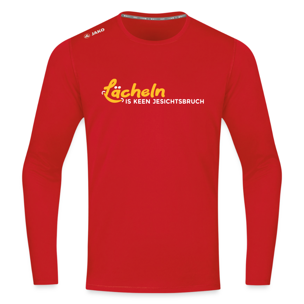 Lächeln is keen Jesichtsbruch - Männer Sport Langamshirt - Rot