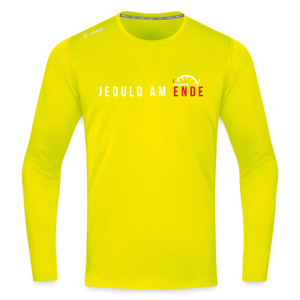 Jeduld am Ende - Männer Sport Langamshirt - Neongelb