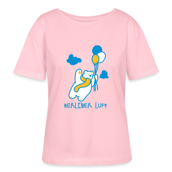 Der Bär fliegt - Relaxed Rundhals Frauen Bio-T-Shirt - Hellrosa