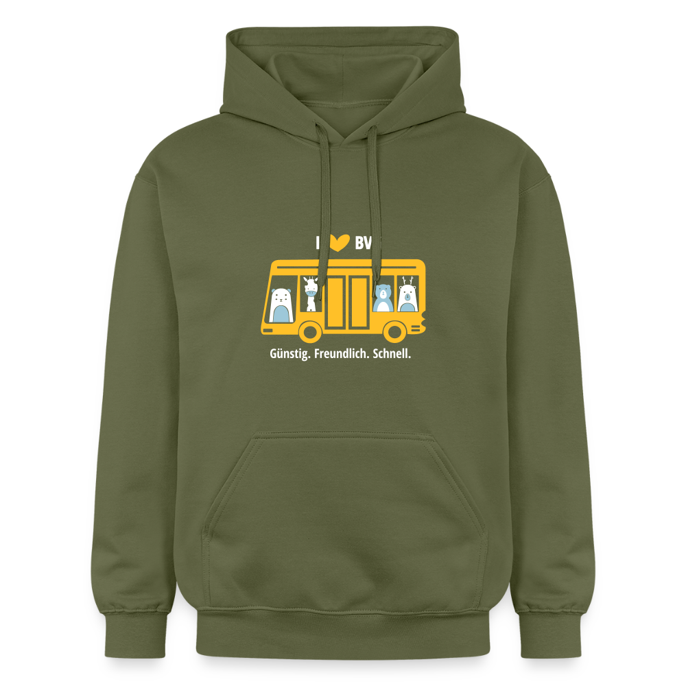 I love BVG - Hoodie - Militärgrün